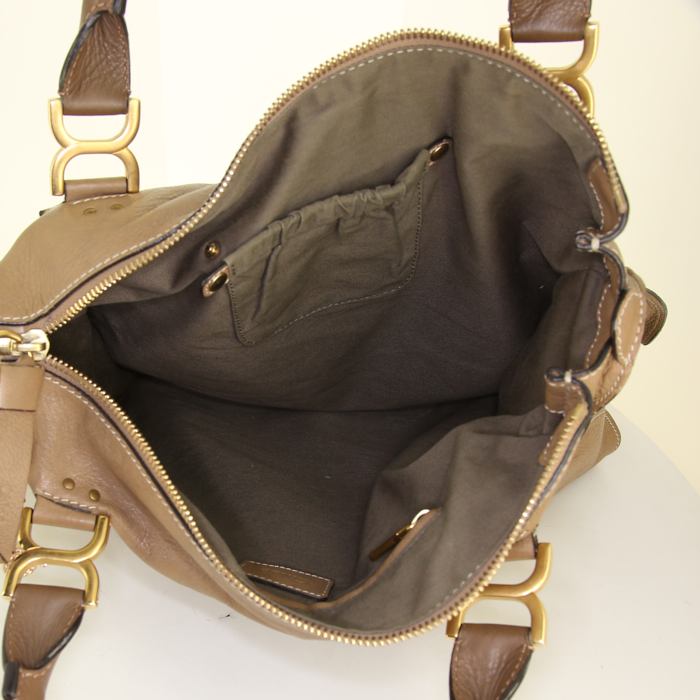 Chloé Marcie large model handbag in brown leather - Detail D2