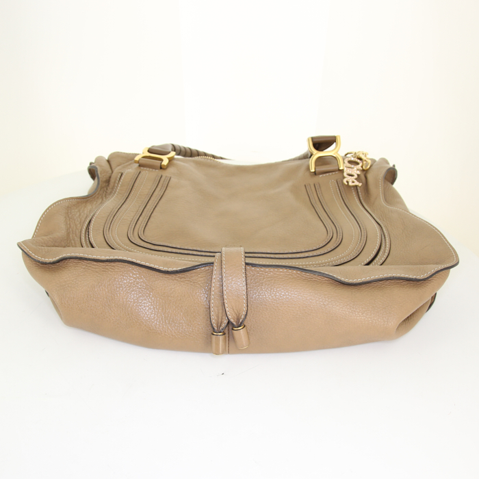 Chloé Marcie large model handbag in brown leather - Detail D4