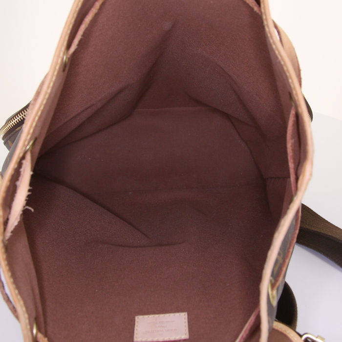 Louis Vuitton Bosphore backpack in brown monogram canvas and natural leather - Detail D2