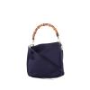 Gucci Bamboo small shoulder bag in blue satin - 00pp thumbnail