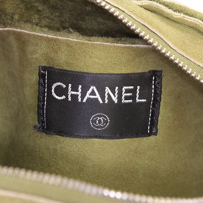 Borsa Chanel in camoscio verde con motivo a quadri - Detail D4