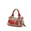 Chloé handbag in beige canvas and red leather - 00pp thumbnail
