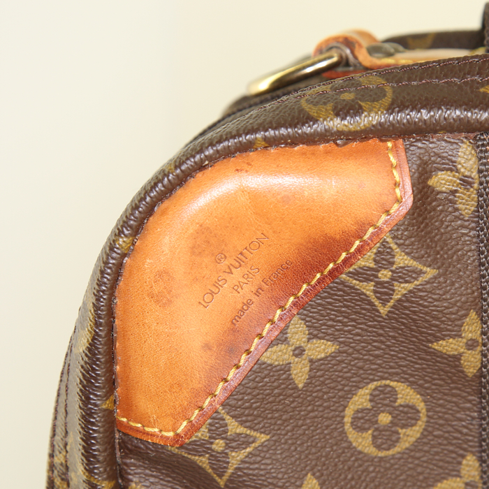 Valise Louis Vuitton Satellite en toile monogram marron et cuir naturel - Detail D3