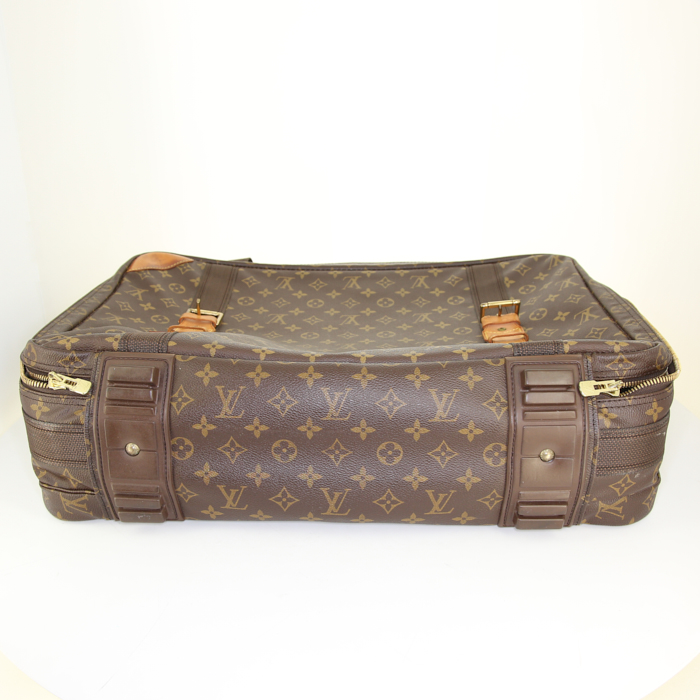 Valise Louis Vuitton Satellite en toile monogram marron et cuir naturel - Detail D4