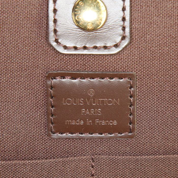 Borsa portadocumenti Louis Vuitton Sabana in tela a scacchi marrone e pelle ebana - Detail D4