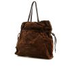 Shopping bag Prada in camoscio marrone e pelle marrone - 00pp thumbnail