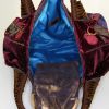 Fendi Spy handbag in burgundy velvet and bronze glittering leather - Detail D2 thumbnail