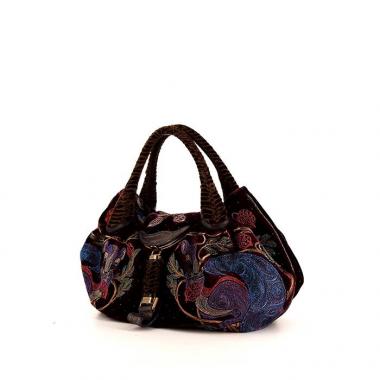 Fendi Spy handbag in burgundy velvet and bronze glittering leather