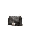 Chanel Boy shoulder bag in black leather and black shagreen - 00pp thumbnail