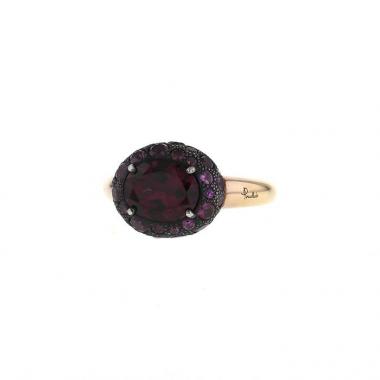 Anello Pomellato Tabou in oro rosa,  argento e rodolite