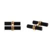 Boucheron 1980's pair of cufflinks in yellow gold and onyx - 00pp thumbnail