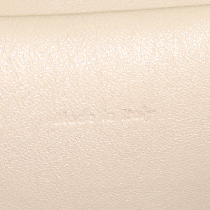 Sac à main Celine Belt petit modèle en cuir grainé beige et jonc bleu - Detail D4