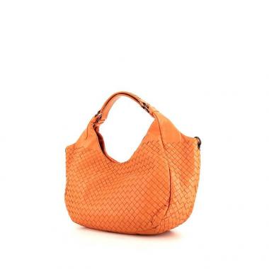 Sac à main Bottega Veneta en cuir intrecciato orange