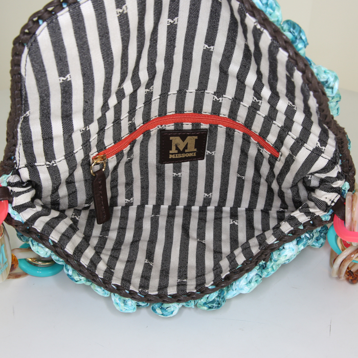 Missoni handbag in blue wicker - Detail D2