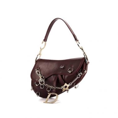 Sac à main Dior Piercing en cuir bordeaux
