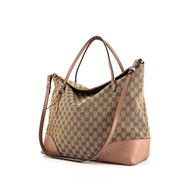 Bolso Cabás Gucci en lona Monogram beige y cuero beige rosado