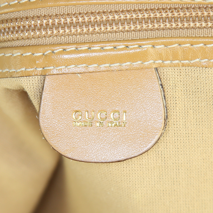 Gucci Gucci Vintage travel bag in beige monogram canvas and beige leather - Detail D3