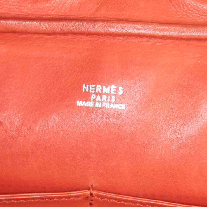Bolso de mano Hermes Plume modelo mediano en cuero de ternero doblis rojo - Detail D3