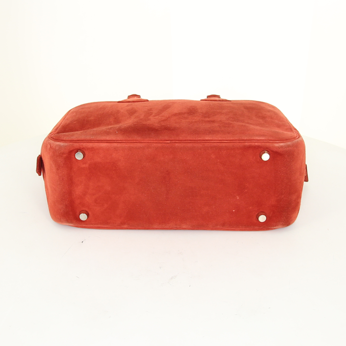 Bolso de mano Hermes Plume modelo mediano en cuero de ternero doblis rojo - Detail D4