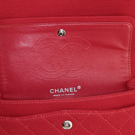 Sac à main Chanel Mini 2.55 en jersey rouge - Detail D4