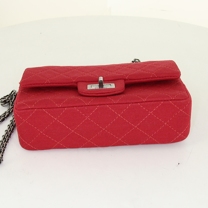 Borsa Chanel Mini 2.55 in jersey rosso - Detail D5