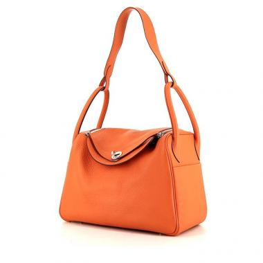 Bolso de mano Hermes Lindy en cuero togo naranja