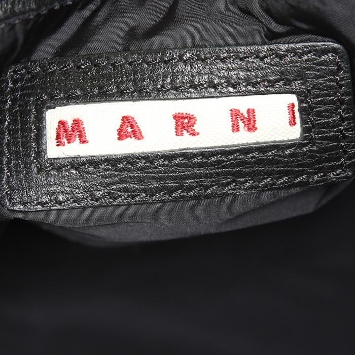 Shopping bag Marni in pelle martellata nera - Detail D4