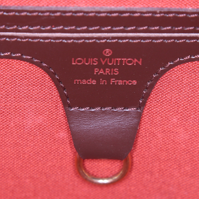 Bolso de mano Louis Vuitton Ellipse en lona a cuadros ébano y cuero marrón - Detail D3