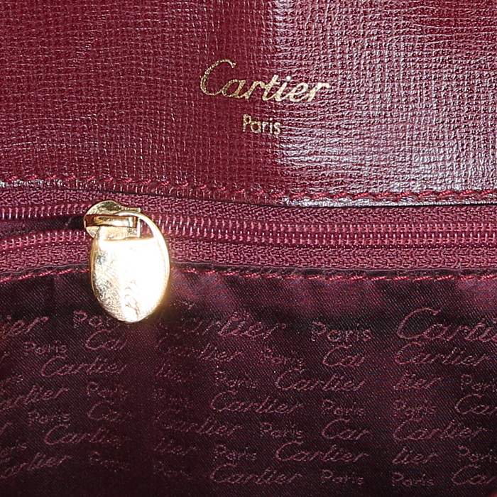 Mochila Cartier en cuero color burdeos - Detail D3