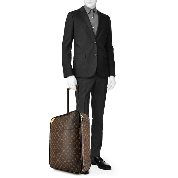 Louis Vuitton Pegase soft suitcase in monogram canvas and natural leather - Detail D1