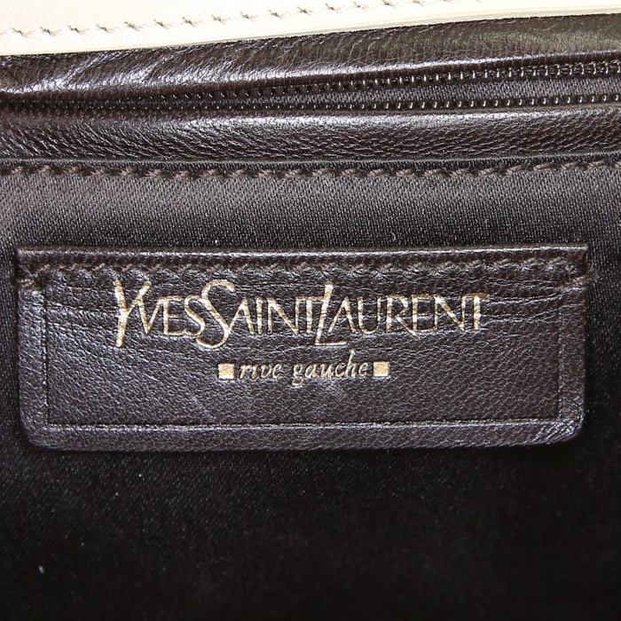 Sac à main Saint Laurent Vintage en cuir mordoré et blanc-cassé - Detail D3