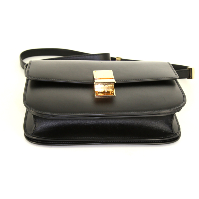Bolso de mano Celine Classic Box en cuero box negro - Detail D5