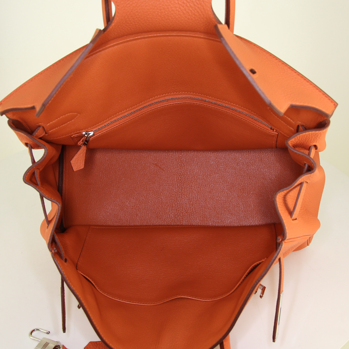 Sac à main Hermes Birkin 35 cm en cuir togo orange - Detail D2