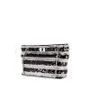 Shopping bag Chanel Petit Shopping in tela tricolore nera argentata e bianca con paillettes e pelle nera - 00pp thumbnail