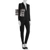Bolso Cabás Chanel Petit Shopping en lona tricolor negra, plateada y blanca y cuero negro - Detail D2 thumbnail