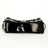 Sac cabas Chanel Petit Shopping en toile tricolore noire argentée et blanche et cuir noir - Detail D5 thumbnail