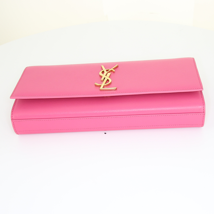 Pochette Kate Saint Laurent en cuir grainé rose - Detail D5