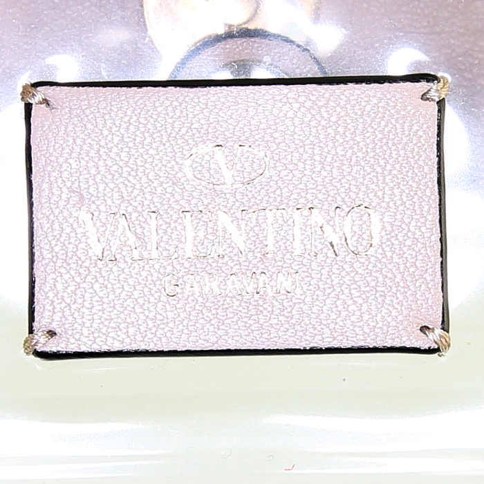 Sac à main Valentino Garavani Rockstud en résine transparente et cuir rose-pale - Detail D4