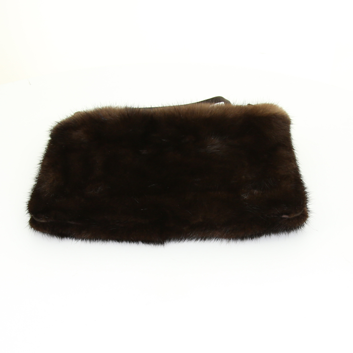 Pochette Prada en fourrure marron - Detail D4