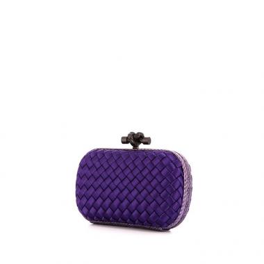 Bottega Veneta Knot clutch in purple satin and purple water snake