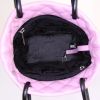 Shopping bag Chanel Cambon mini in pelle trapuntata rosa e nera - Detail D2 thumbnail