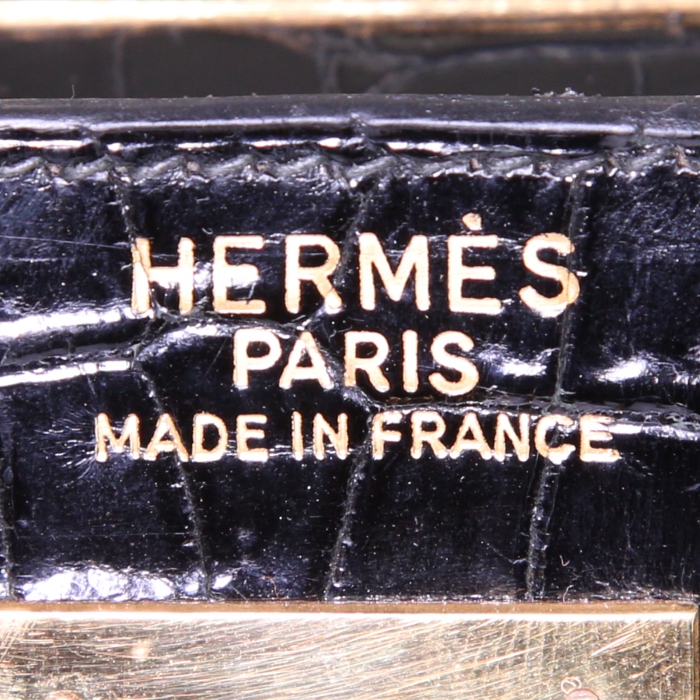 Hermes Kelly 32 cm handbag in black porosus crocodile - Detail D4