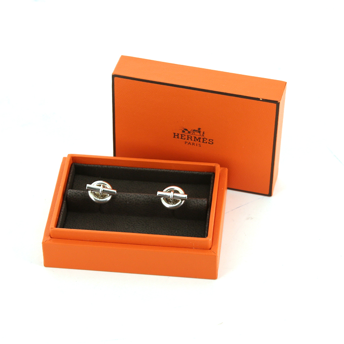 Hermes Chaine d'Ancre earrings in silver - Detail D2