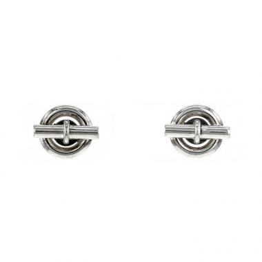 Paire de clous d'oreilles Hermes Chaine d'Ancre en argent