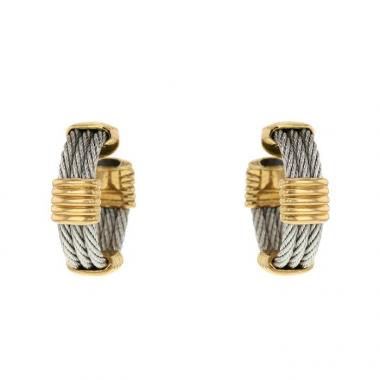 Pendientes época años 80 Fred Force 10 en acero y oro amarillo