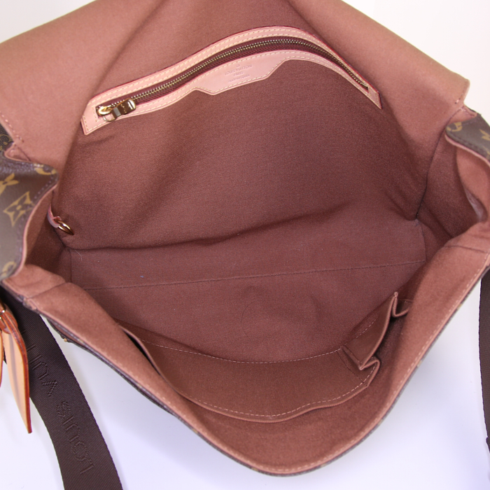 Louis Vuitton Abbesses shoulder bag in brown monogram canvas and natural leather - Detail D2
