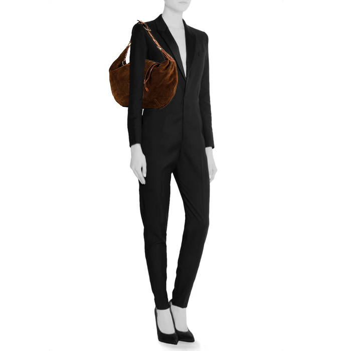 Louis Vuitton Onatah handbag in brown monogram suede - Detail D1
