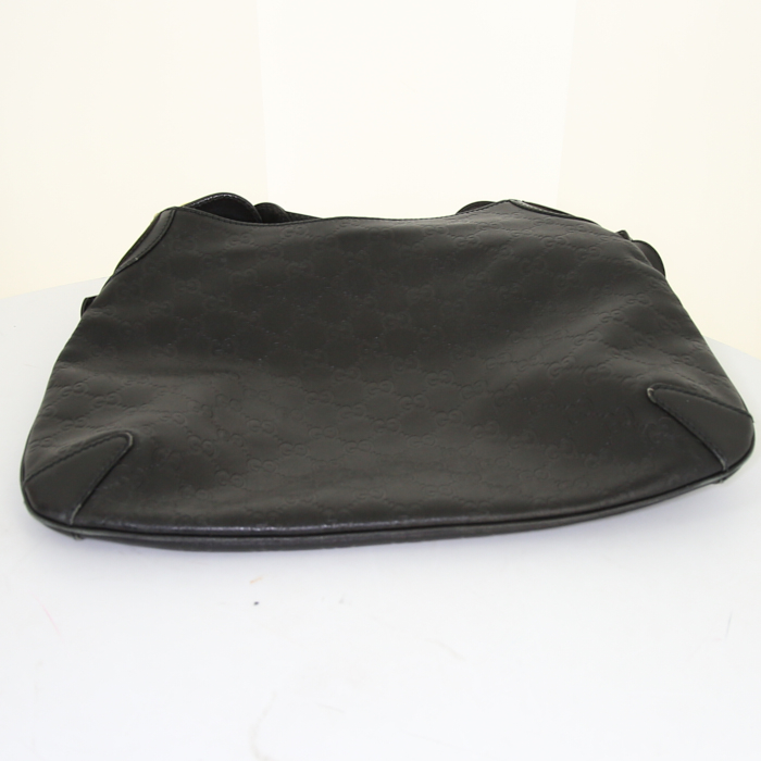 Bolso de mano Gucci Horsebit Créole en cuero Monogram negro - Detail D4