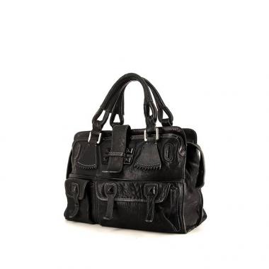 Bolso de mano Chloé en cuero granulado negro