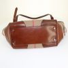 Burberry shopping bag in beige Haymarket canvas and brown leather - Detail D4 thumbnail